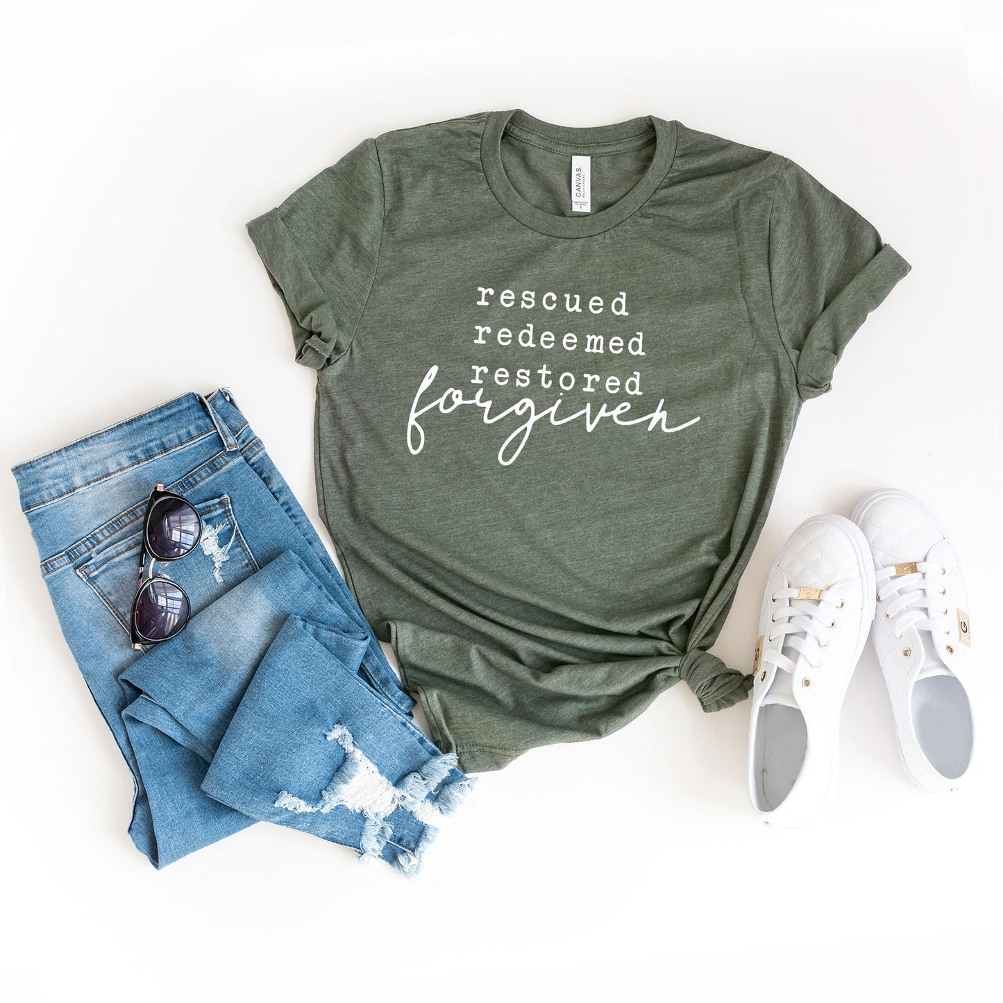 Rescued Redeemed Restored | Short Sleeve Crew Neck