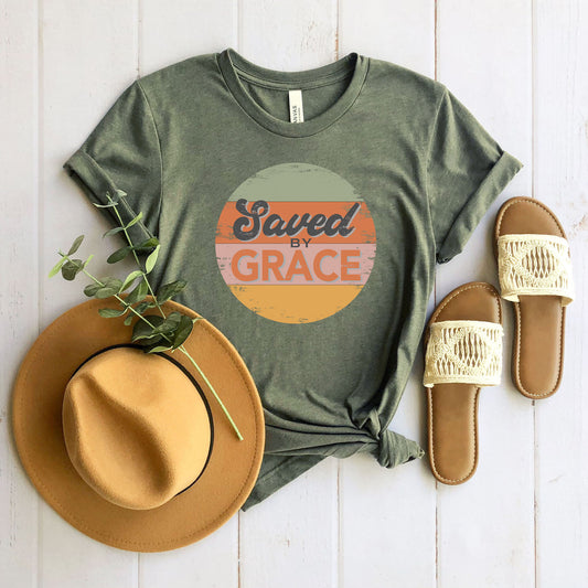 Retro Saved By Grace | Short Sleeve Crew Neck
