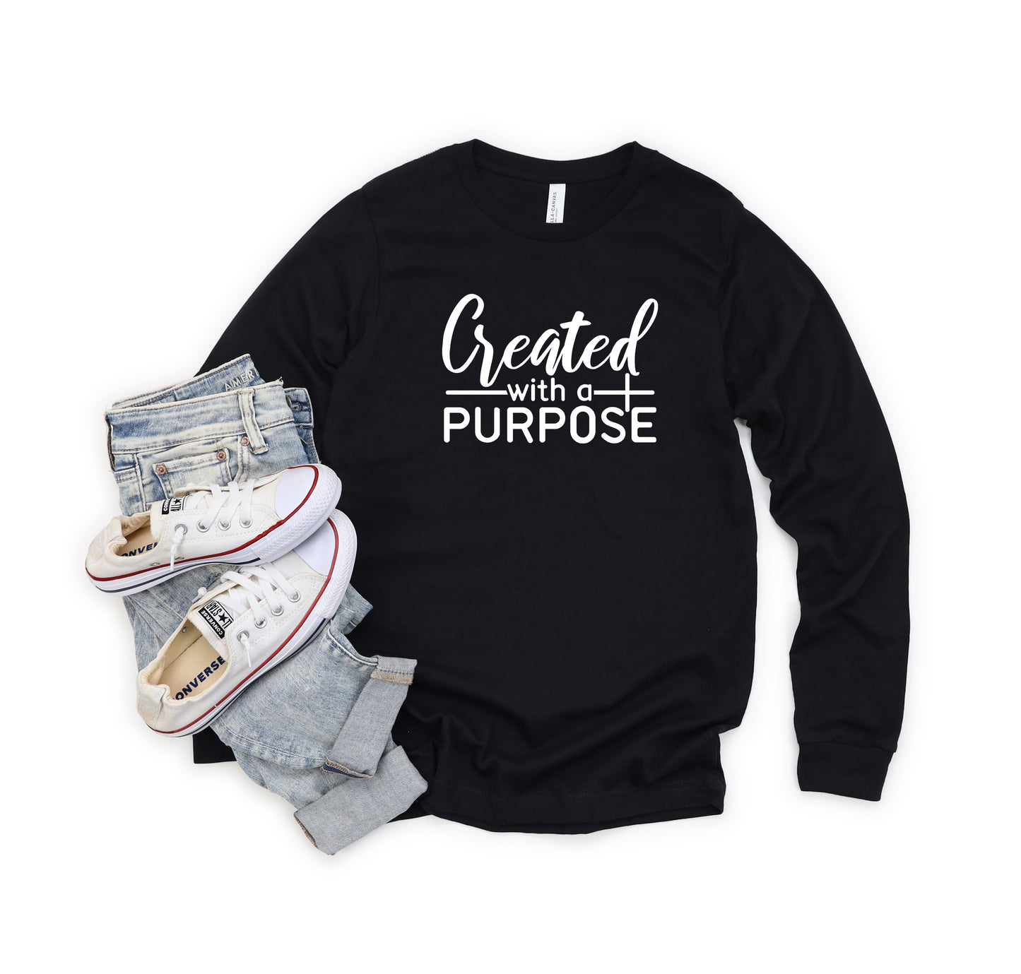Created With A Purpose Cross | Long Sleeve Crew Neck