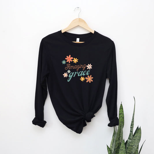 Amazing Grace Flowers | Long Sleeve Crew Neck