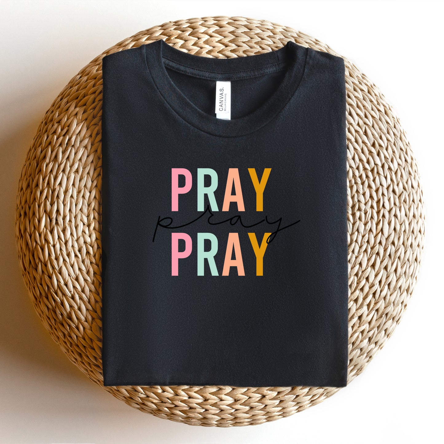Pray Pray Pray Colorful | Short Sleeve Crew Neck