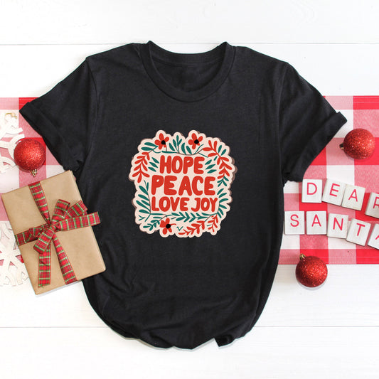 Hope Peace Love Joy | Short Sleeve Crew Neck