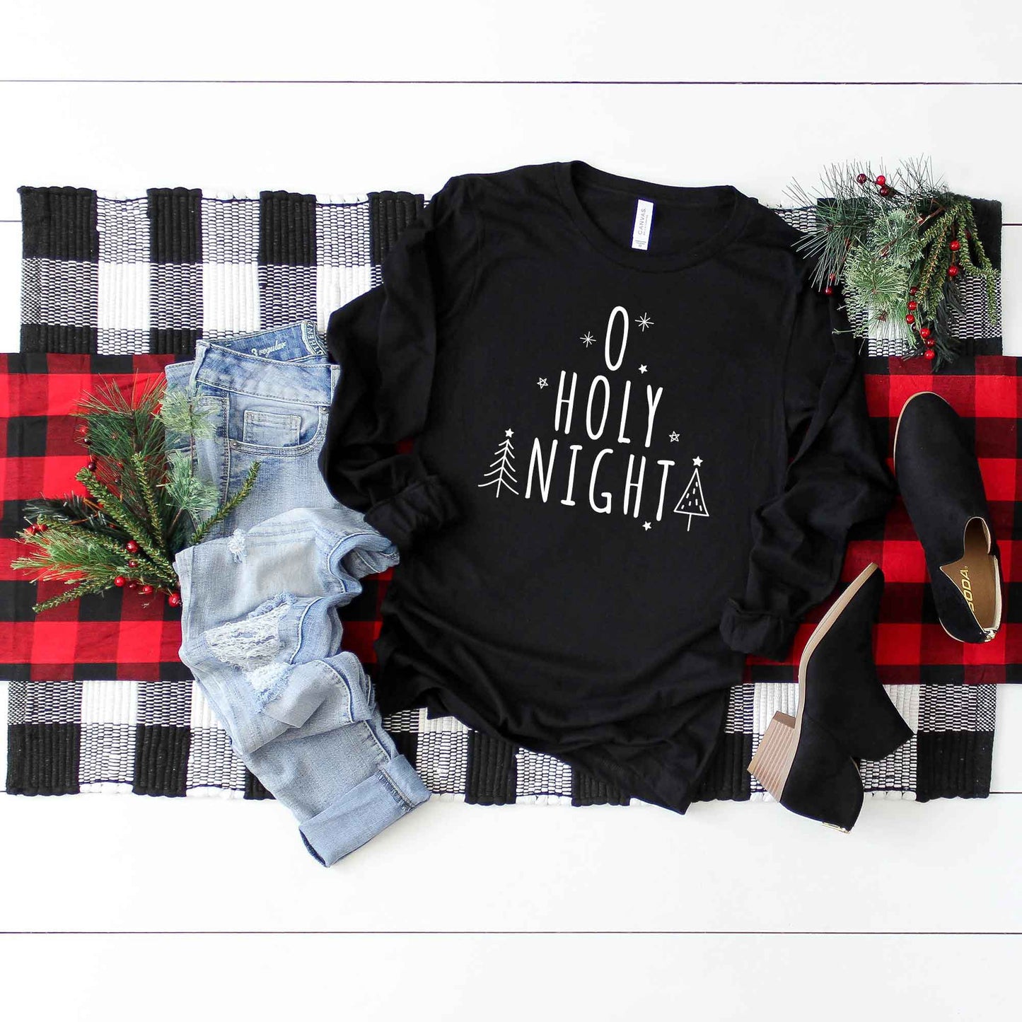 Oh Holy Night Trees | Long Sleeve Crew Neck