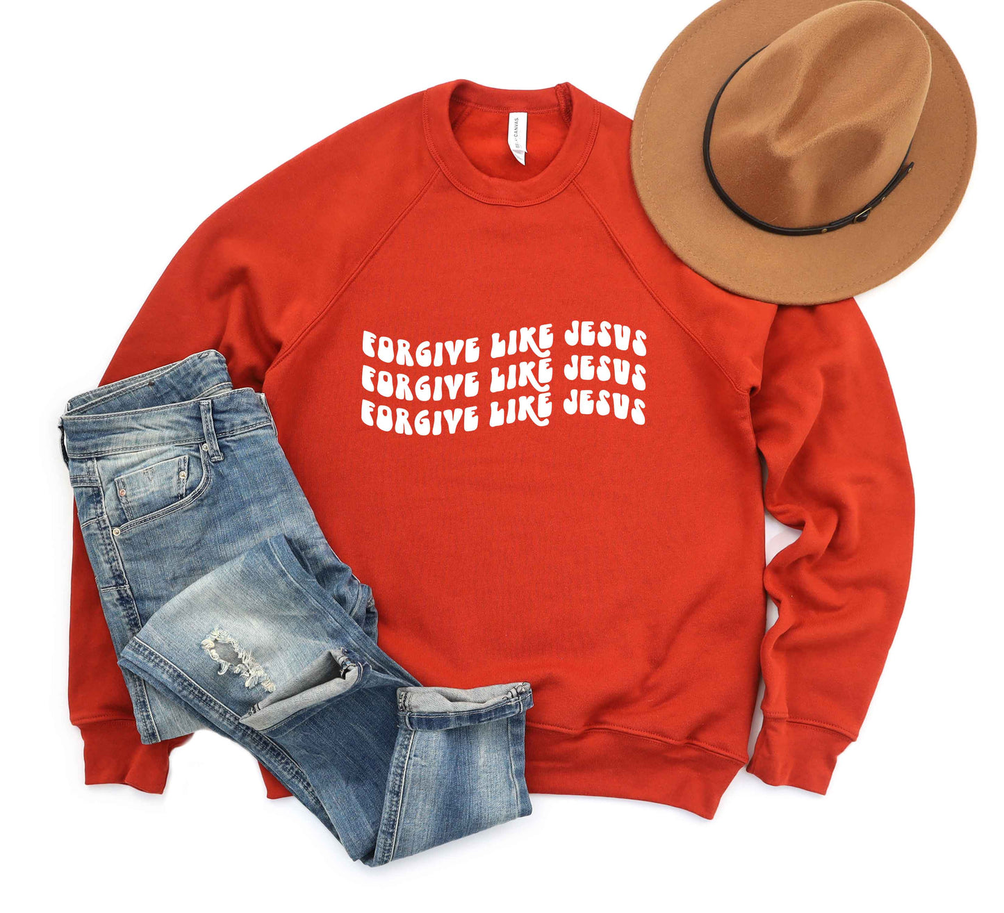 Forgive Like Jesus Stacked Wavy | Bella Canvas Premium Sweatshirt