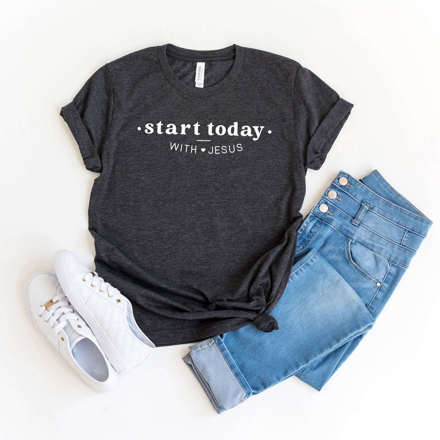 Start Today With Jesus Heart | Short Sleeve Crew Neck