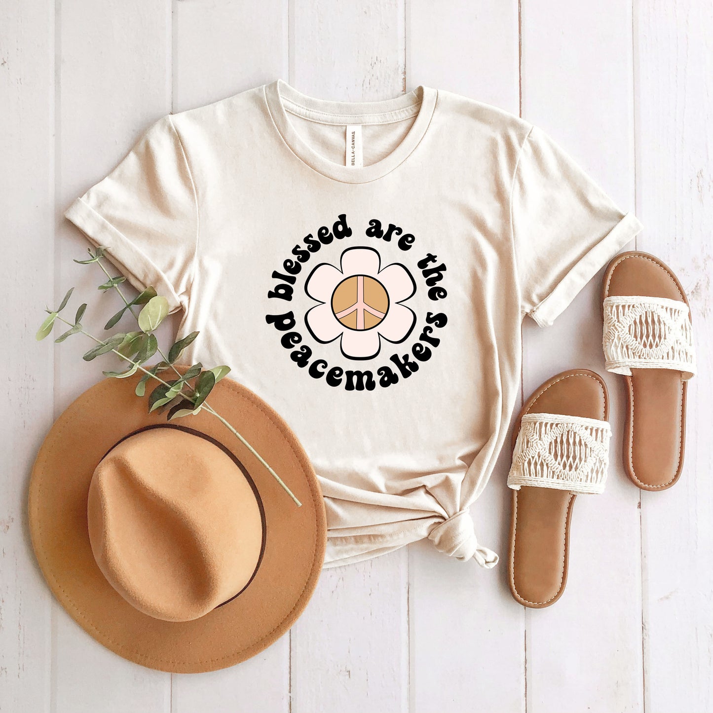 Blessed Are The Peacemakers Flower | Short Sleeve Crew Neck