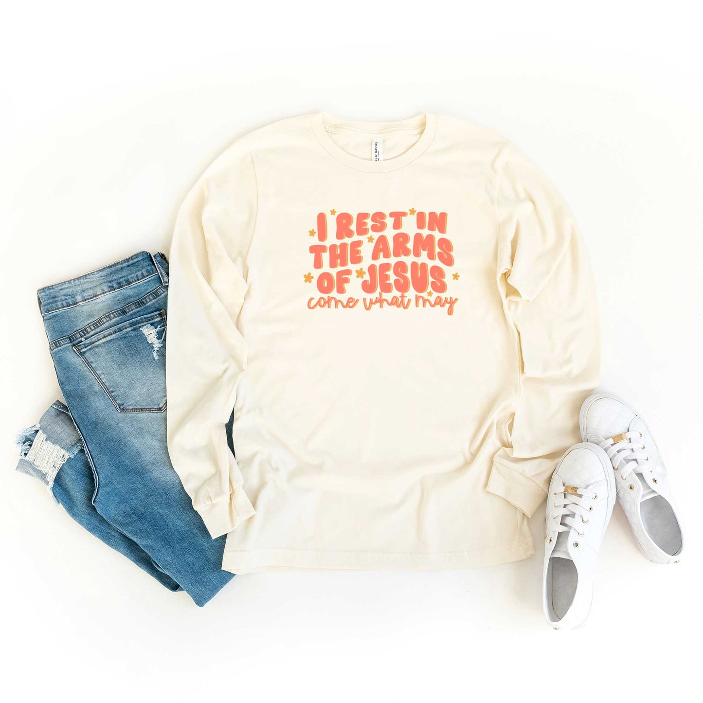 Rest Arms Of Jesus  | Long Sleeve Crew Neck