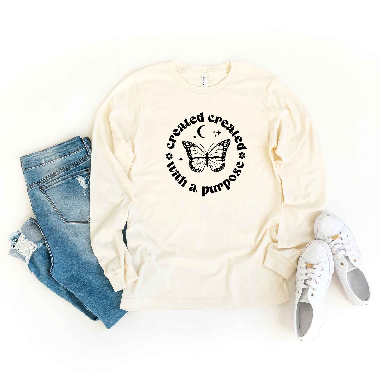 Created With A Purpose Butterfly | Long Sleeve Crew Neck