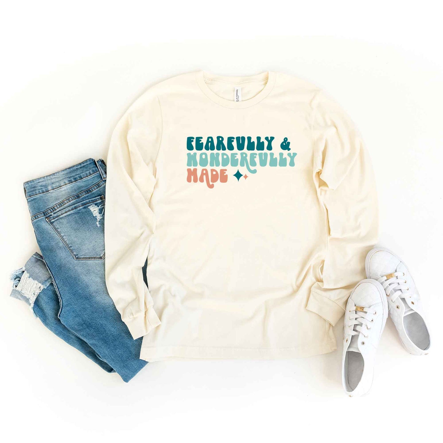 Fearfully And Wonderfully Made Colorful | Long Sleeve Crew Neck