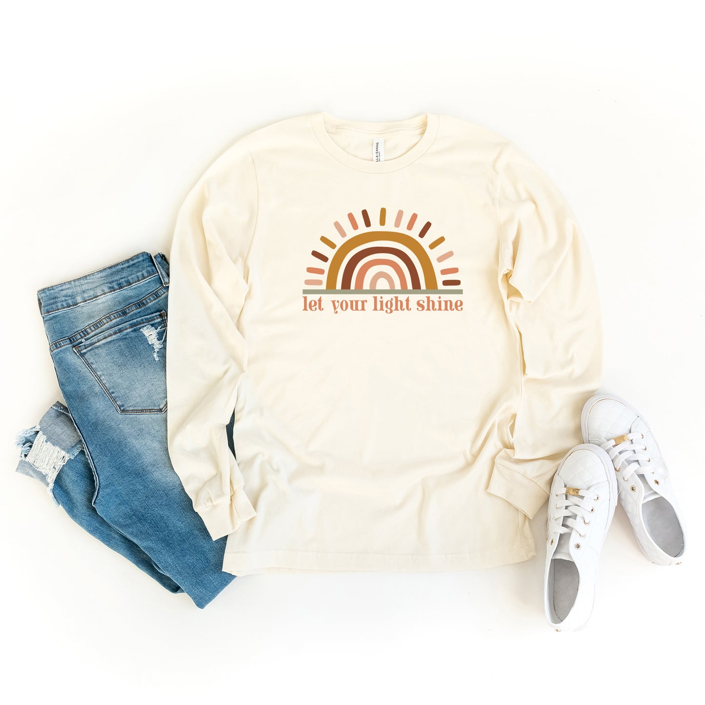 Let Your Light Shine Colorful Sun | Long Sleeve Crew Neck