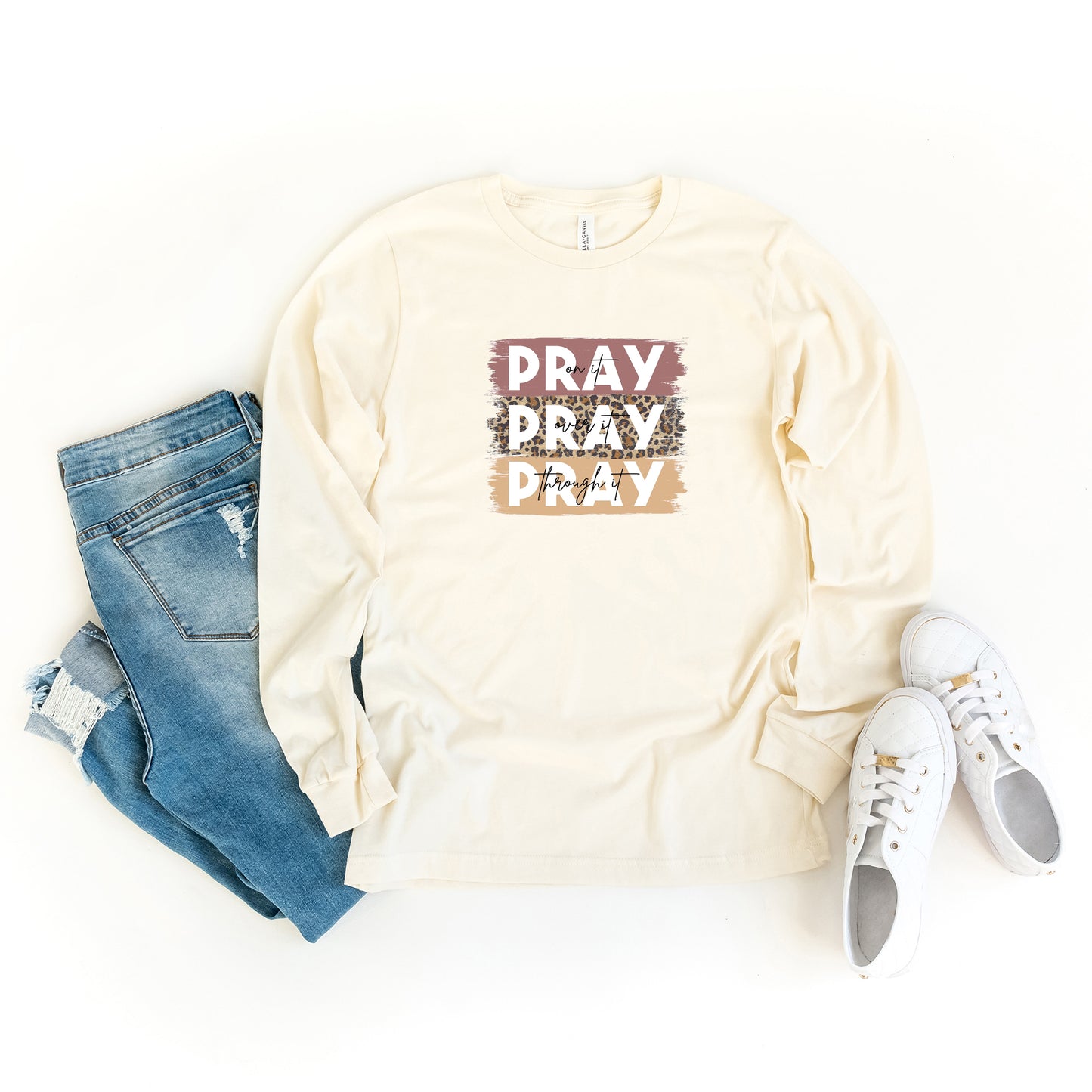 Pray On It Colorful | Long Sleeve Crew Neck