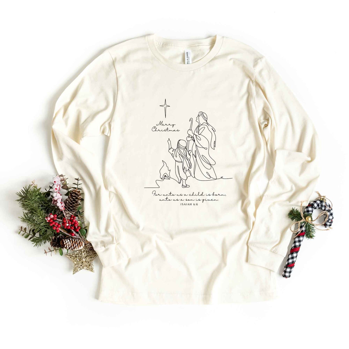 For Unto Us A Child Is Born Star | Long Sleeve Crew Neck