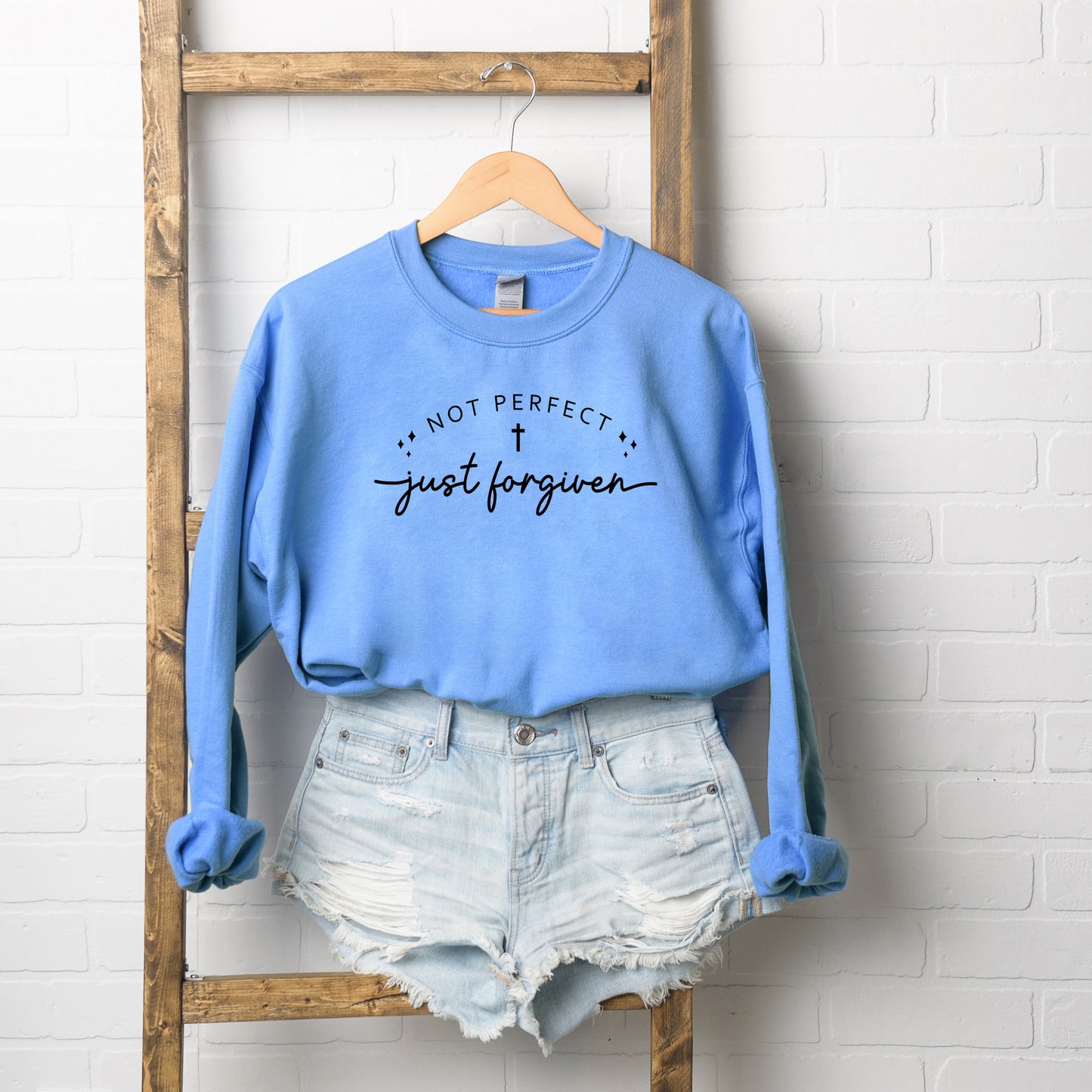Not Perfect Just Forgiven Cross | Sweatshirt