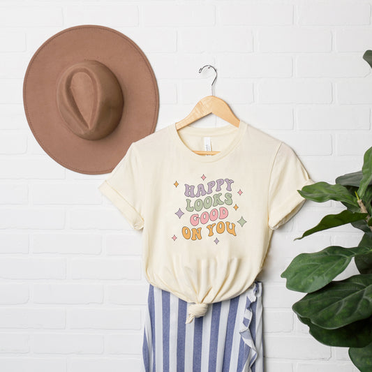 Happy looks Good On You | Short Sleeve Crew Neck