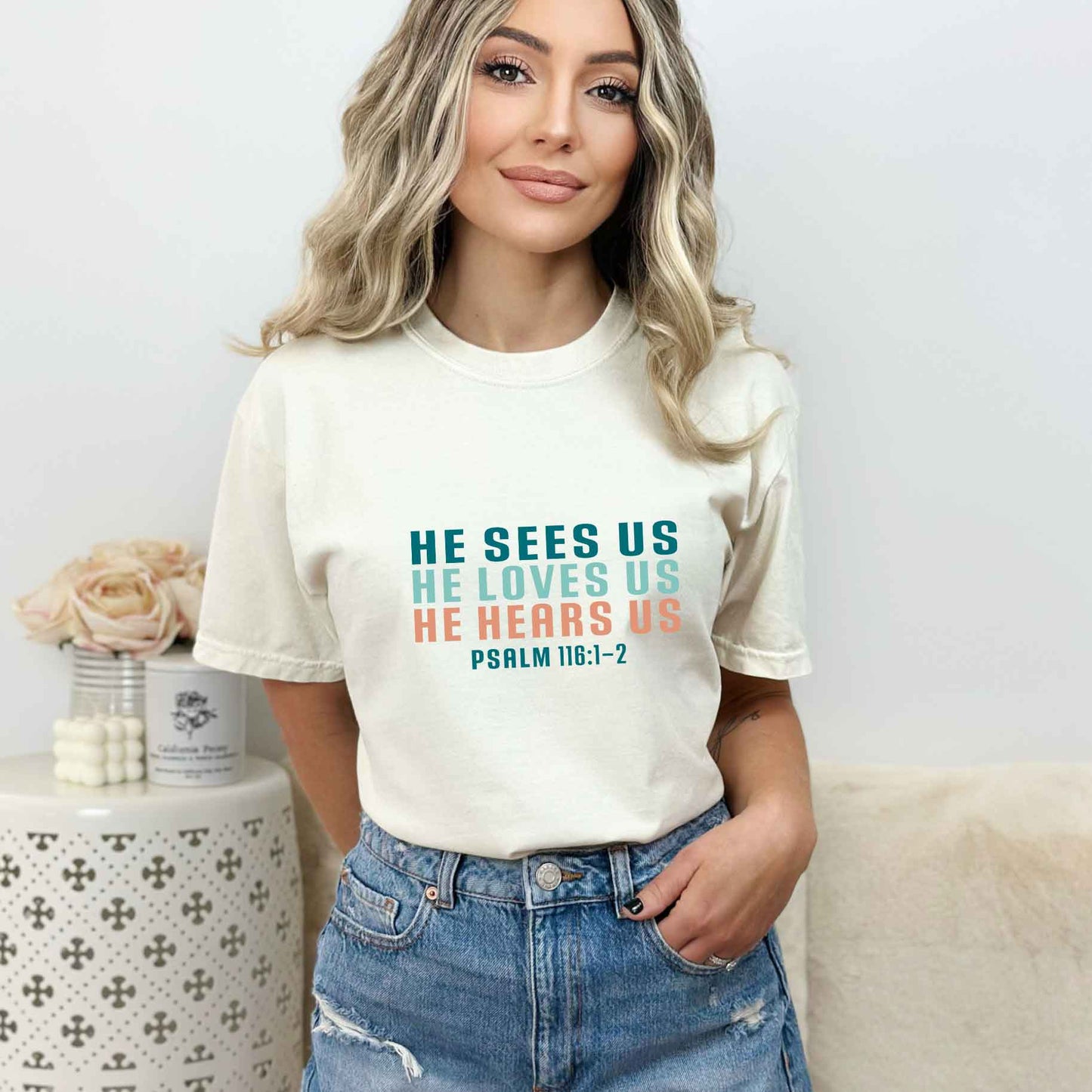 He Sees Us Colorful Words | Garment Dyed Tee