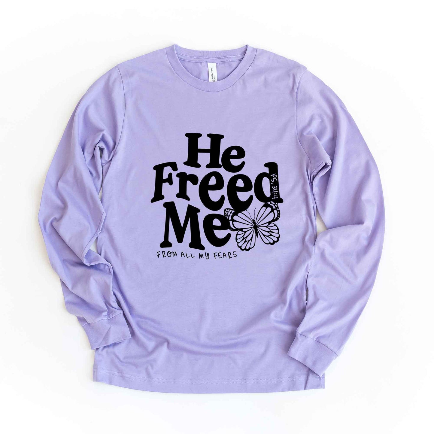 He Freed Me Butterfly | Long Sleeve Crew Neck