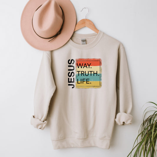 Jesus Way Truth Life Colorful | Sweatshirt