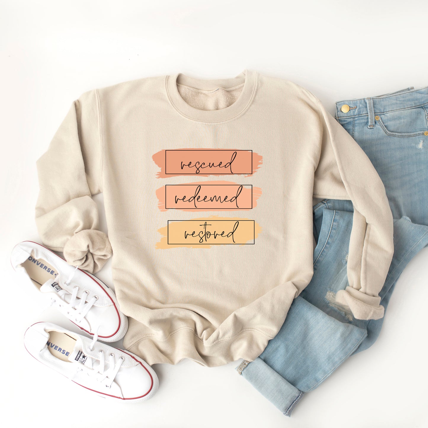 Rescued Redeemed Restored Brushstrokes | Sweatshirt