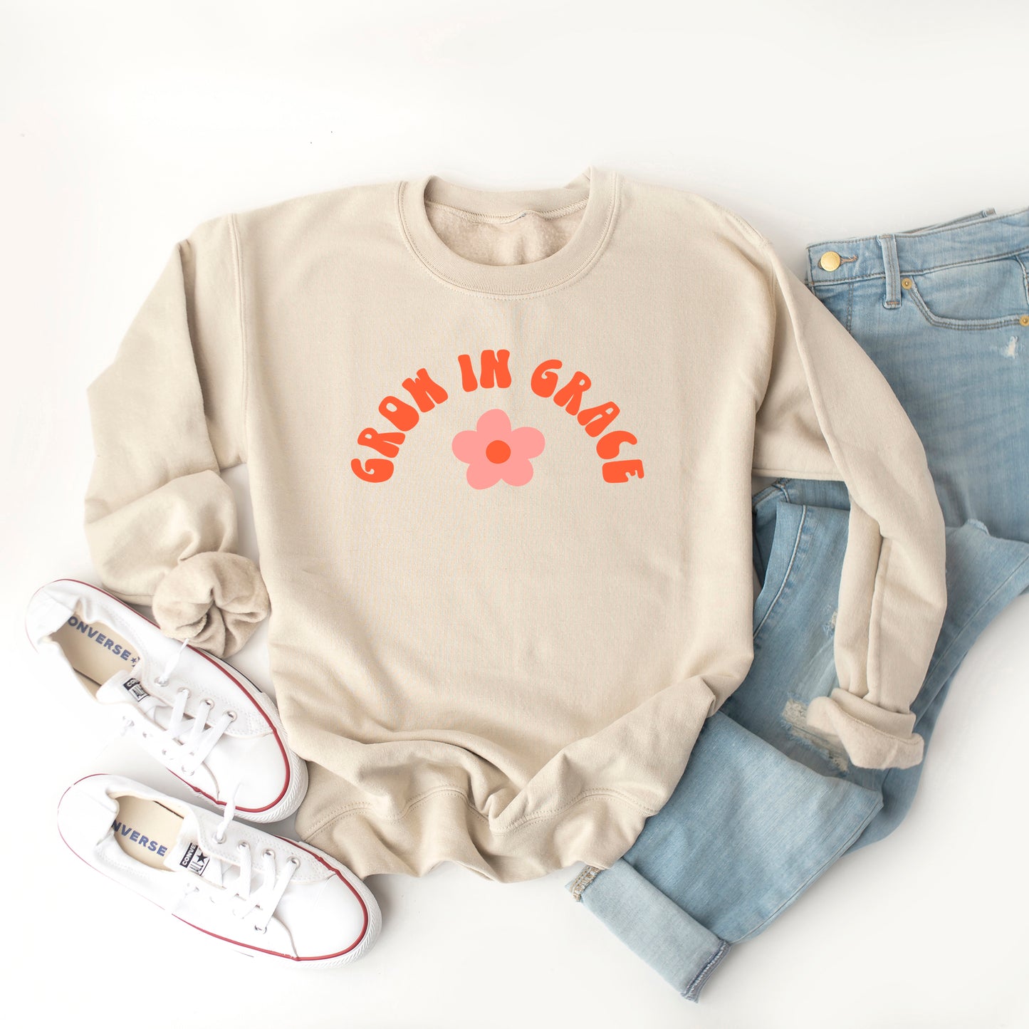 Mini Grow In Grace Flower Colorful | Sweatshirt