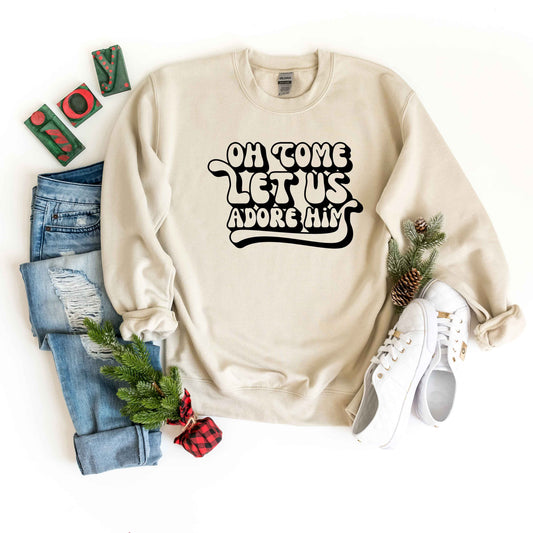 Oh Come Let Us Adore Him Retro | Sweatshirt