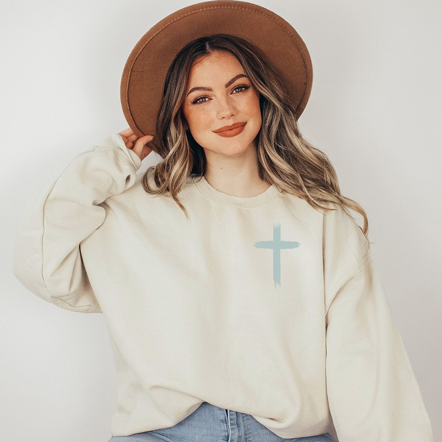 Jesus Has My Back Wavy | Sweatshirt | Front And Back Ink