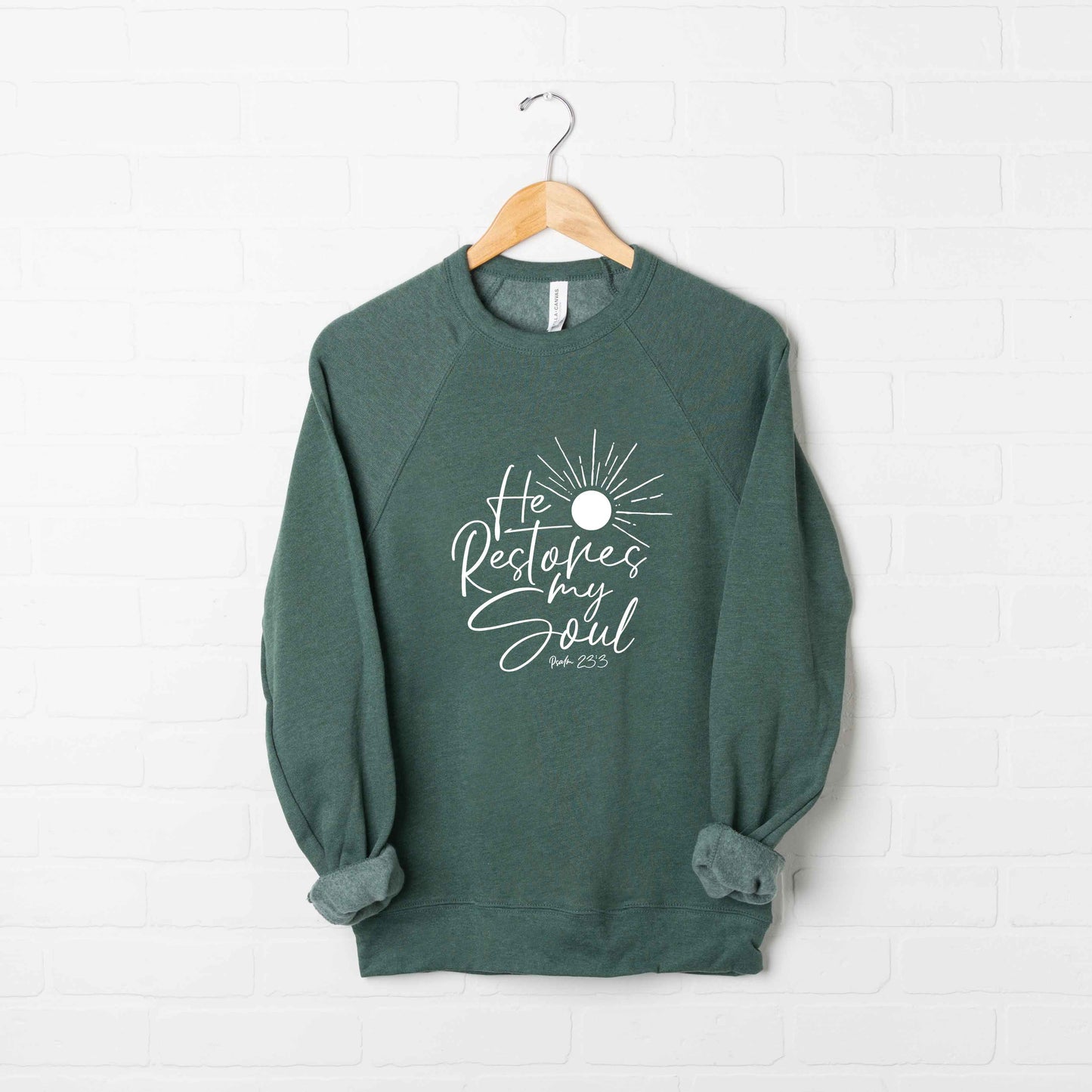 He Restores My Soul | Bella Canvas Premium Sweatshirt