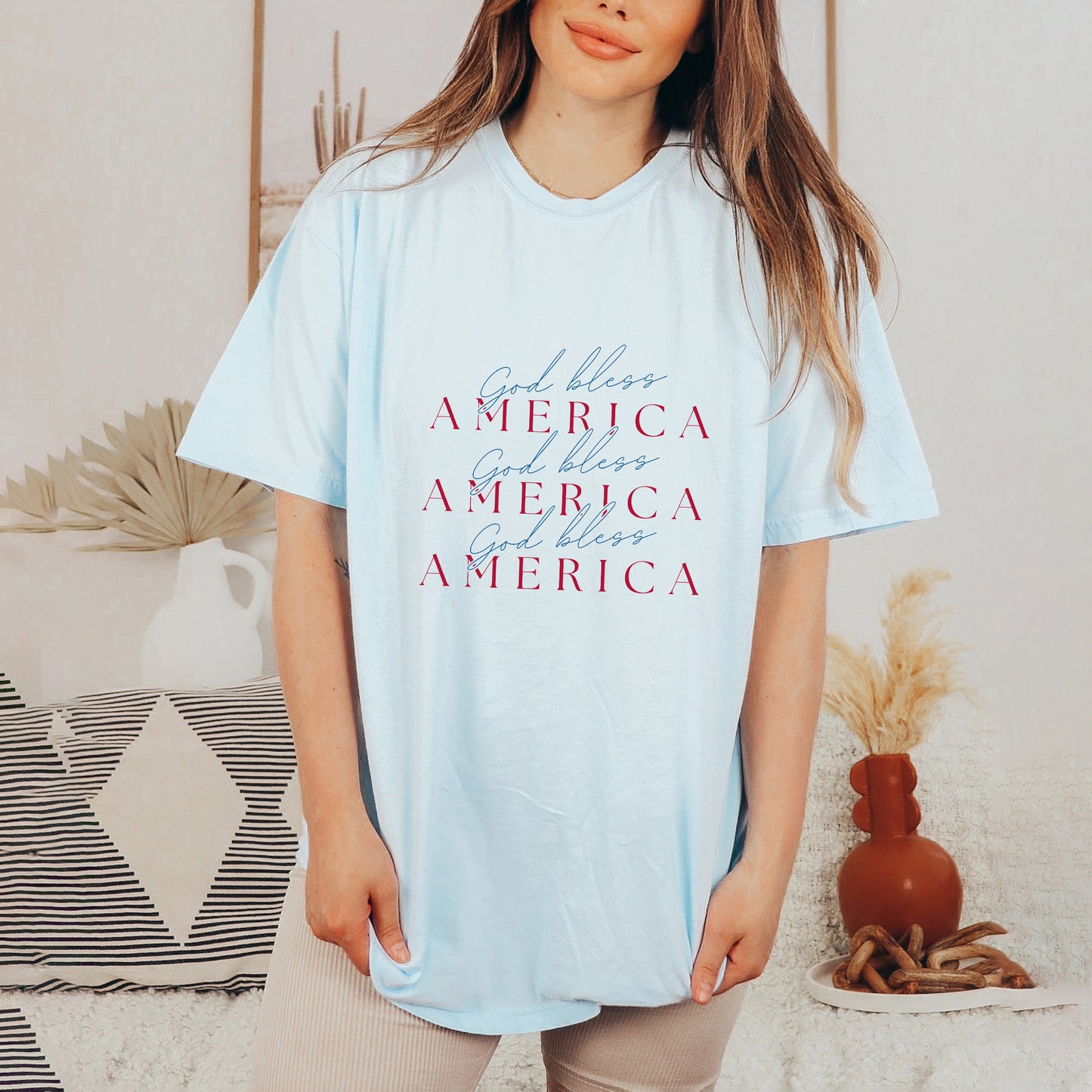 God Bless America Stacked | Garment Dyed Tee