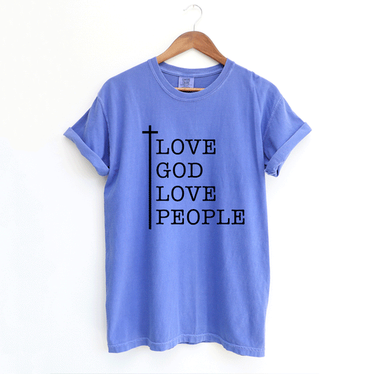 Love God Love People Cross | Garment Dyed Tee