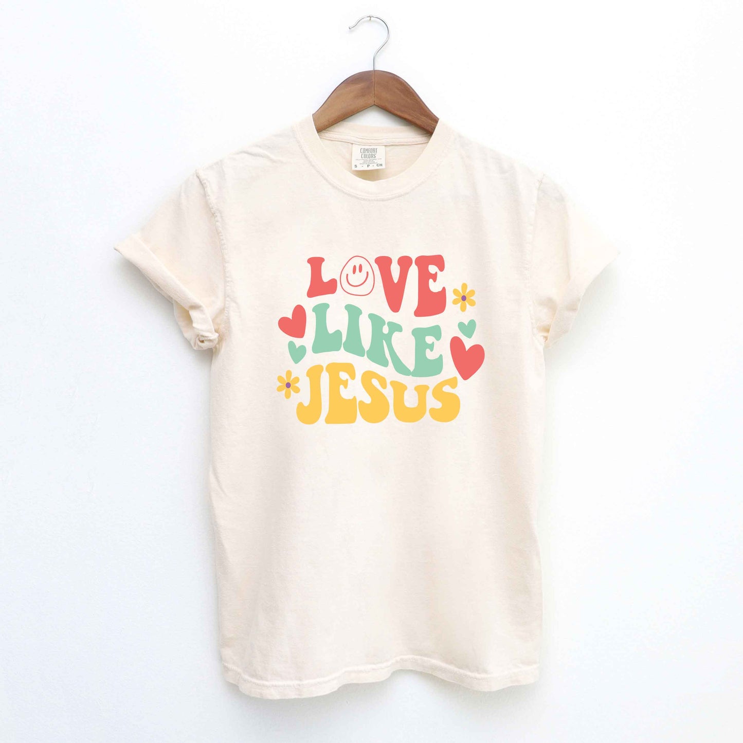 Love Like Jesus Retro Flowers | Garment Dyed Tee