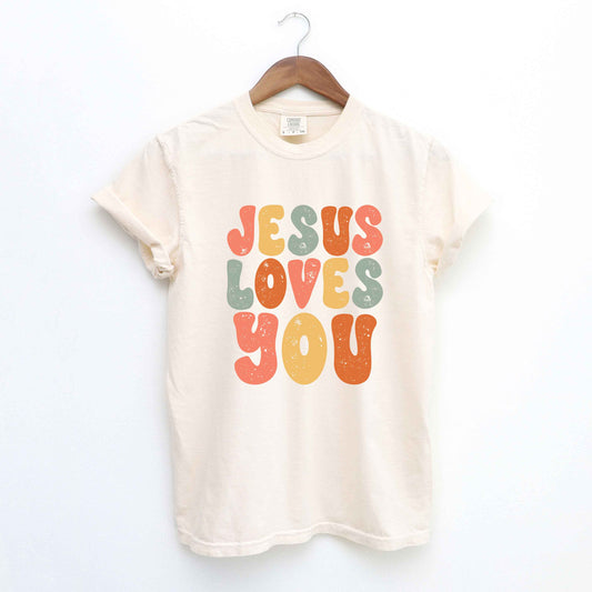Jesus Loves You Colorful | Garment Dyed Tee