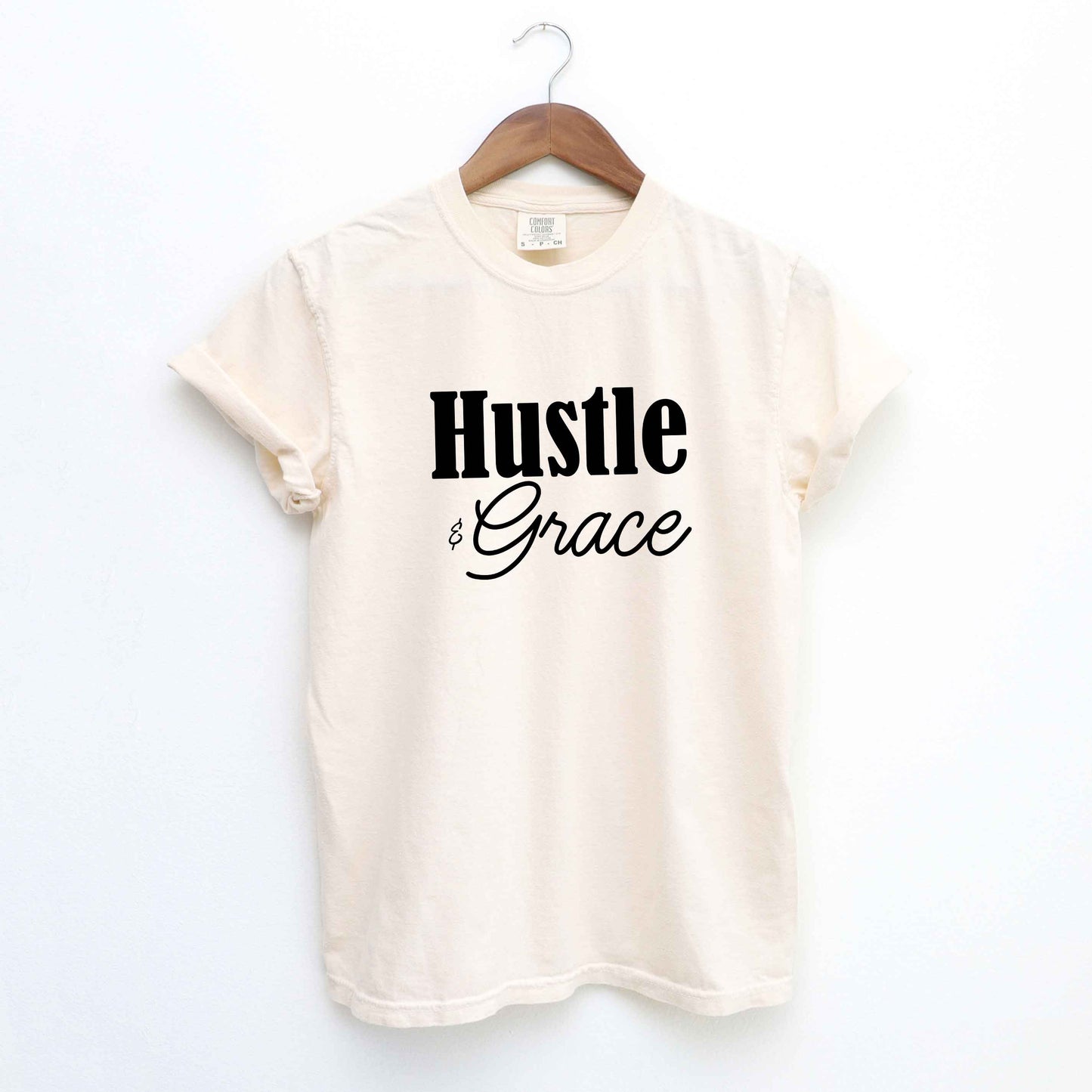 Hustle And Grace Cursive | Garment Dyed Tee