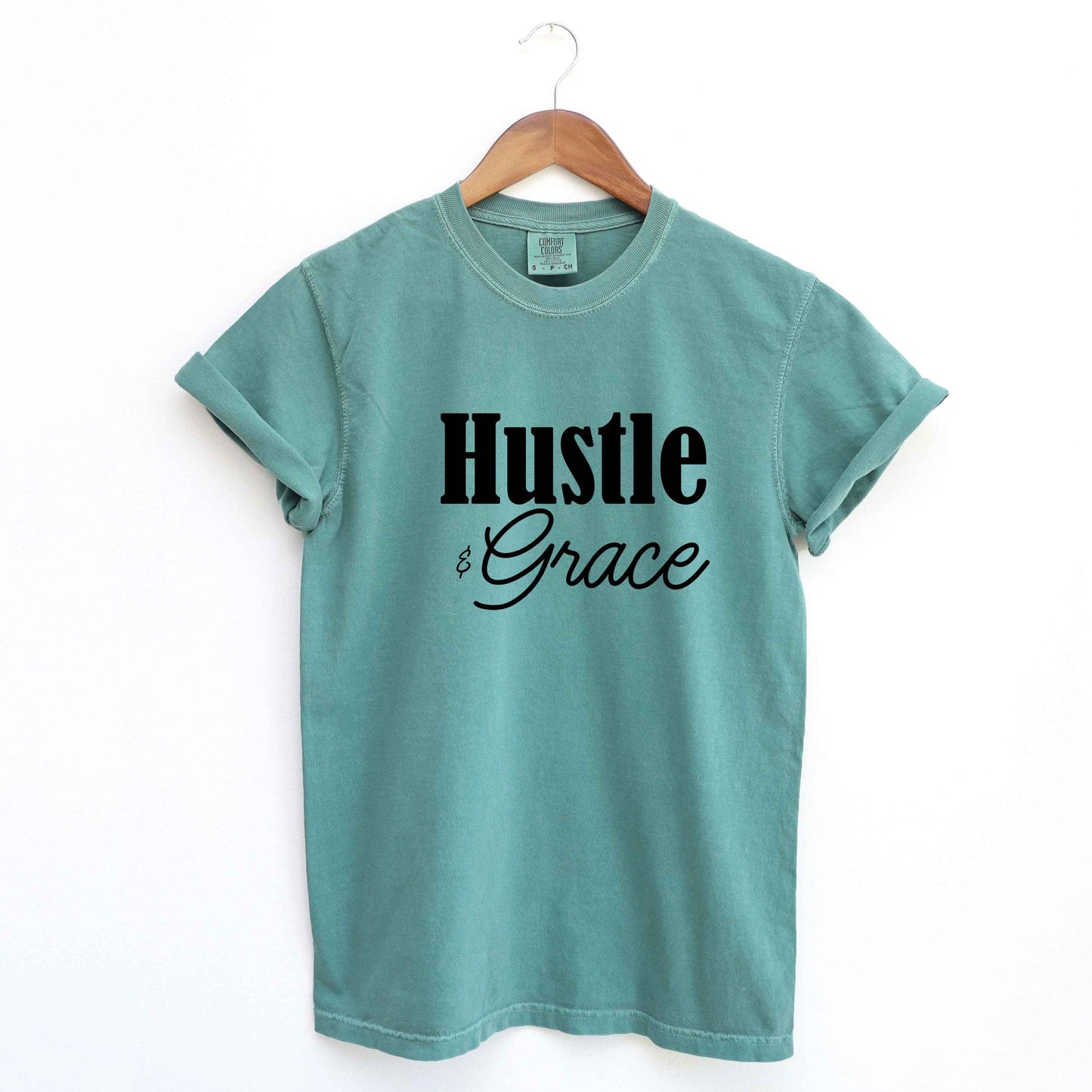 Hustle And Grace Cursive | Garment Dyed Tee