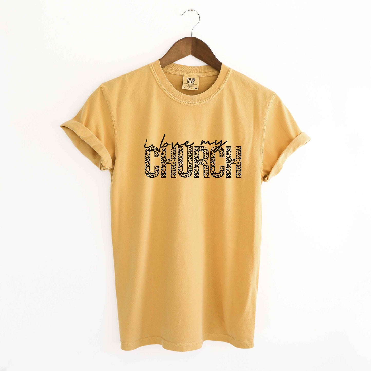 I Love My Church Leopard | Garment Dyed Tee
