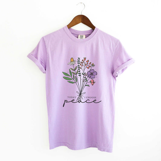 Today I Choose Peace Flowers | Garment Dyed Tee