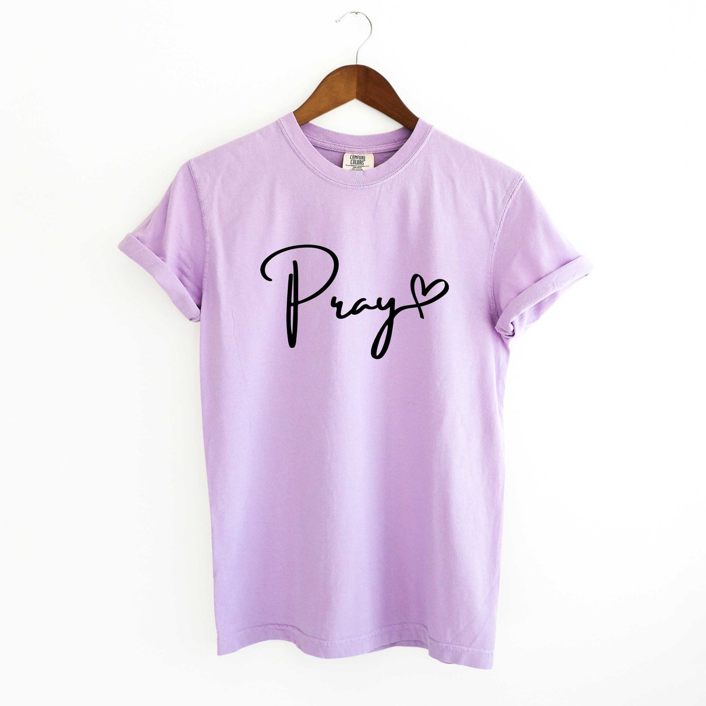 Pray Cursive Heart | Garment Dyed Tee