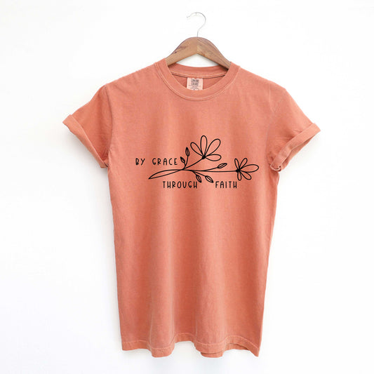 By Grace Through Faith Flowers | Garment Dyed Tee