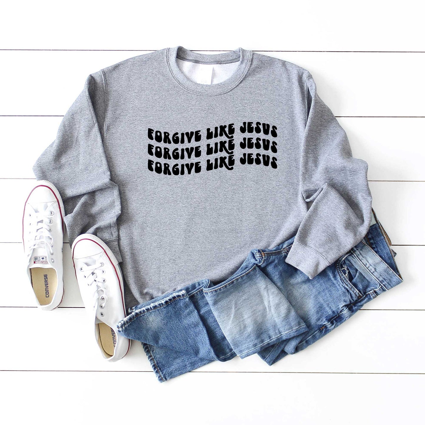Forgive Like Jesus Stacked Wavy | Sweatshirt