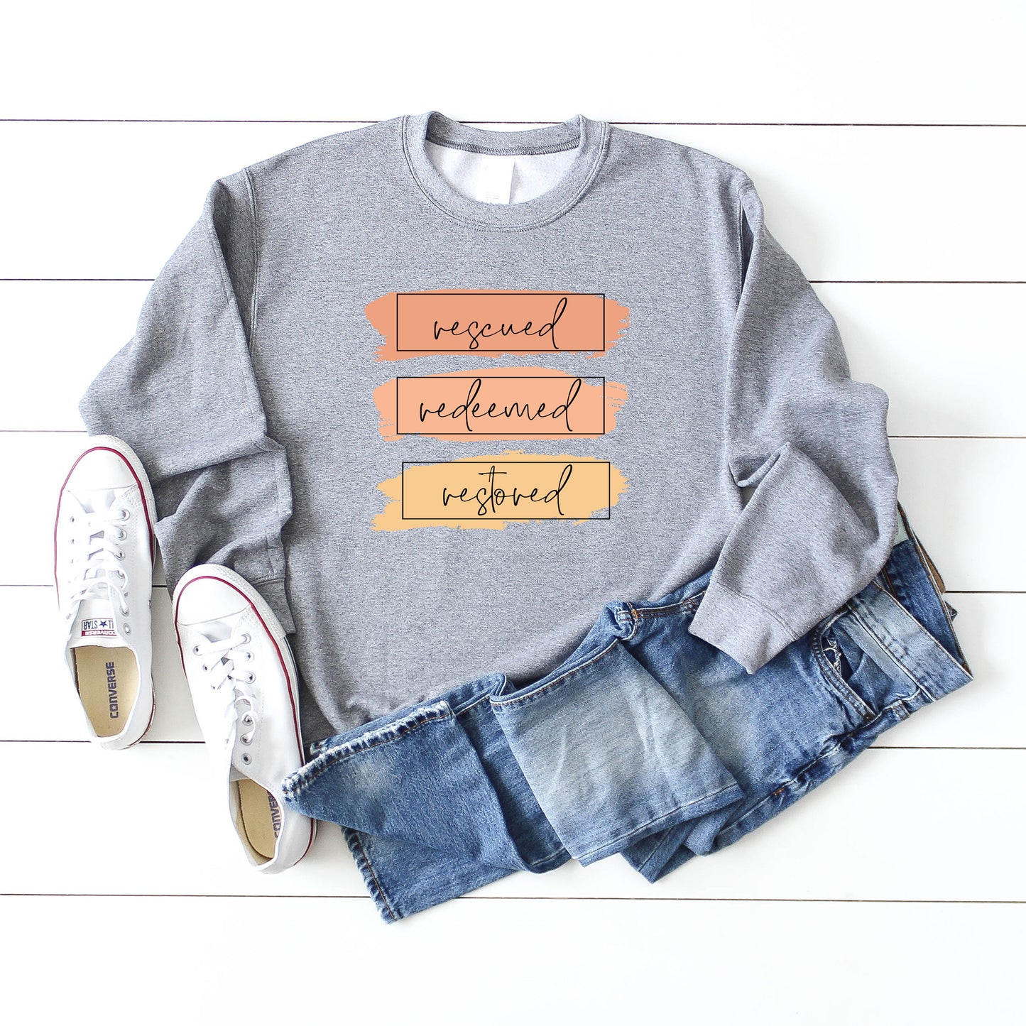 Rescued Redeemed Restored Brushstrokes | Sweatshirt