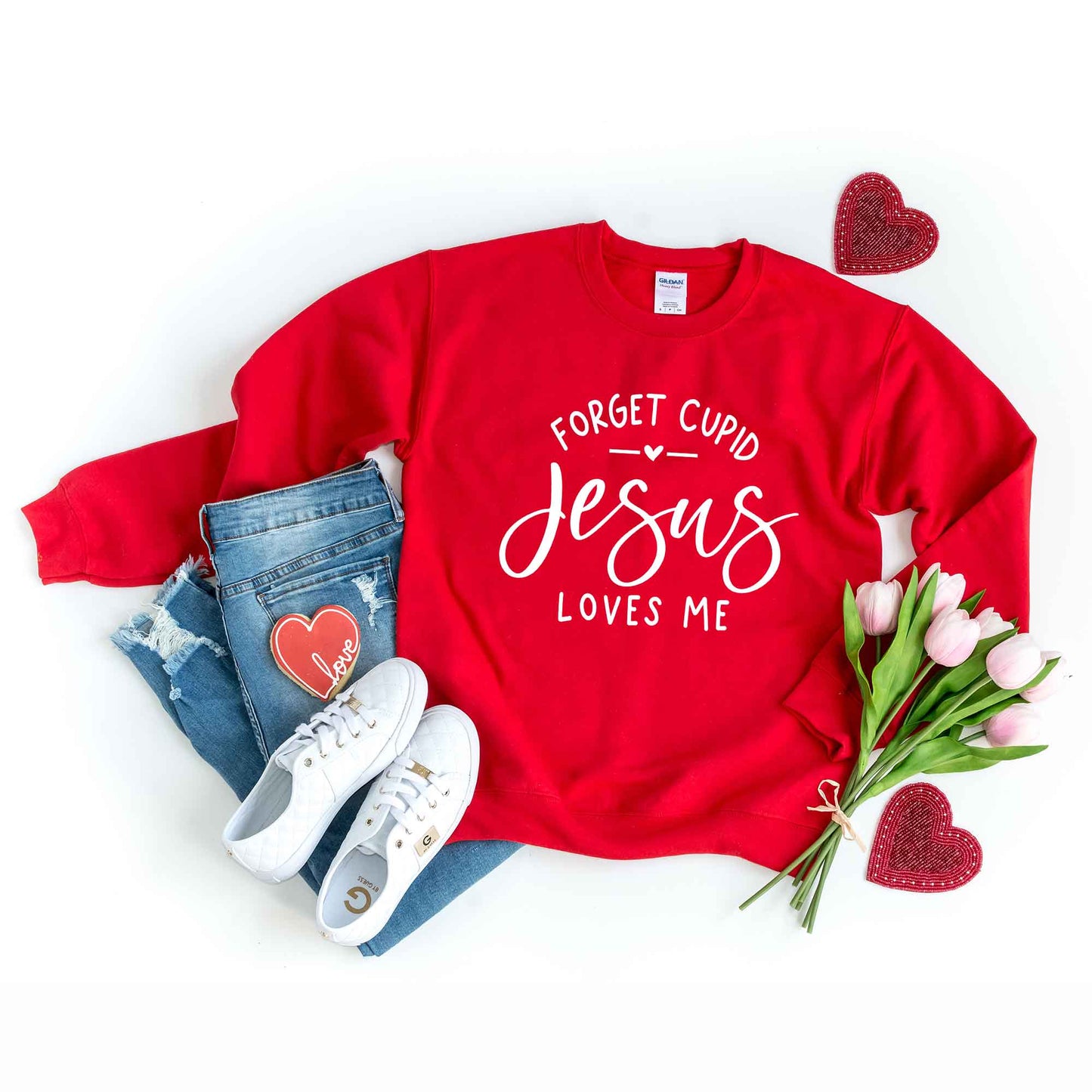Forget Cupid Jesus Loves Me | Sweatshirt