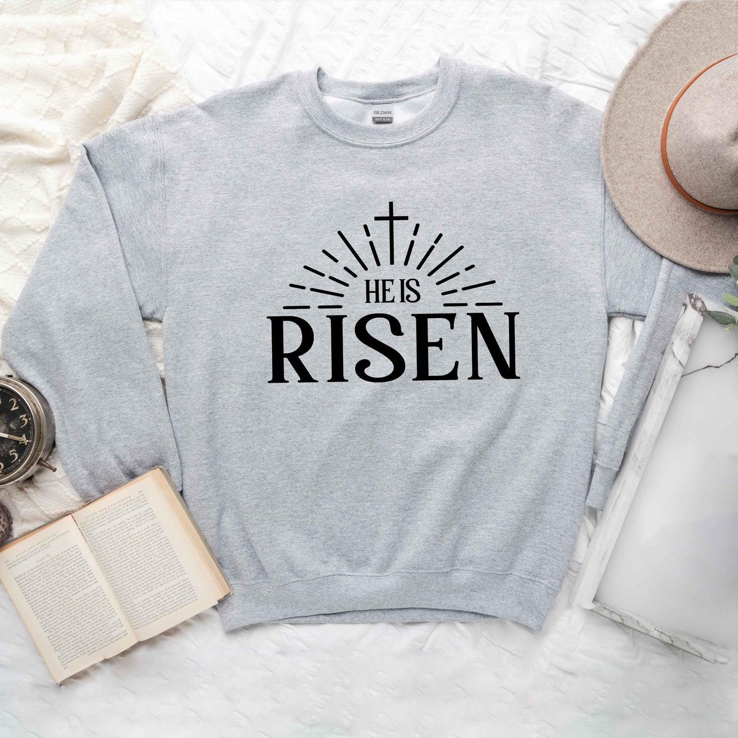 He Is Risen Cross In Sun Ray | Sweatshirt