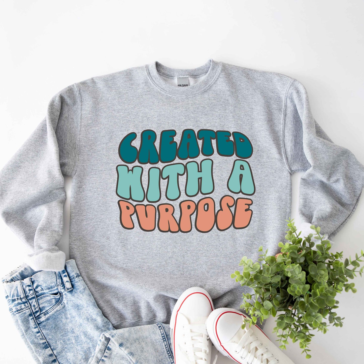 Retro Created With A Purpose | Sweatshirt