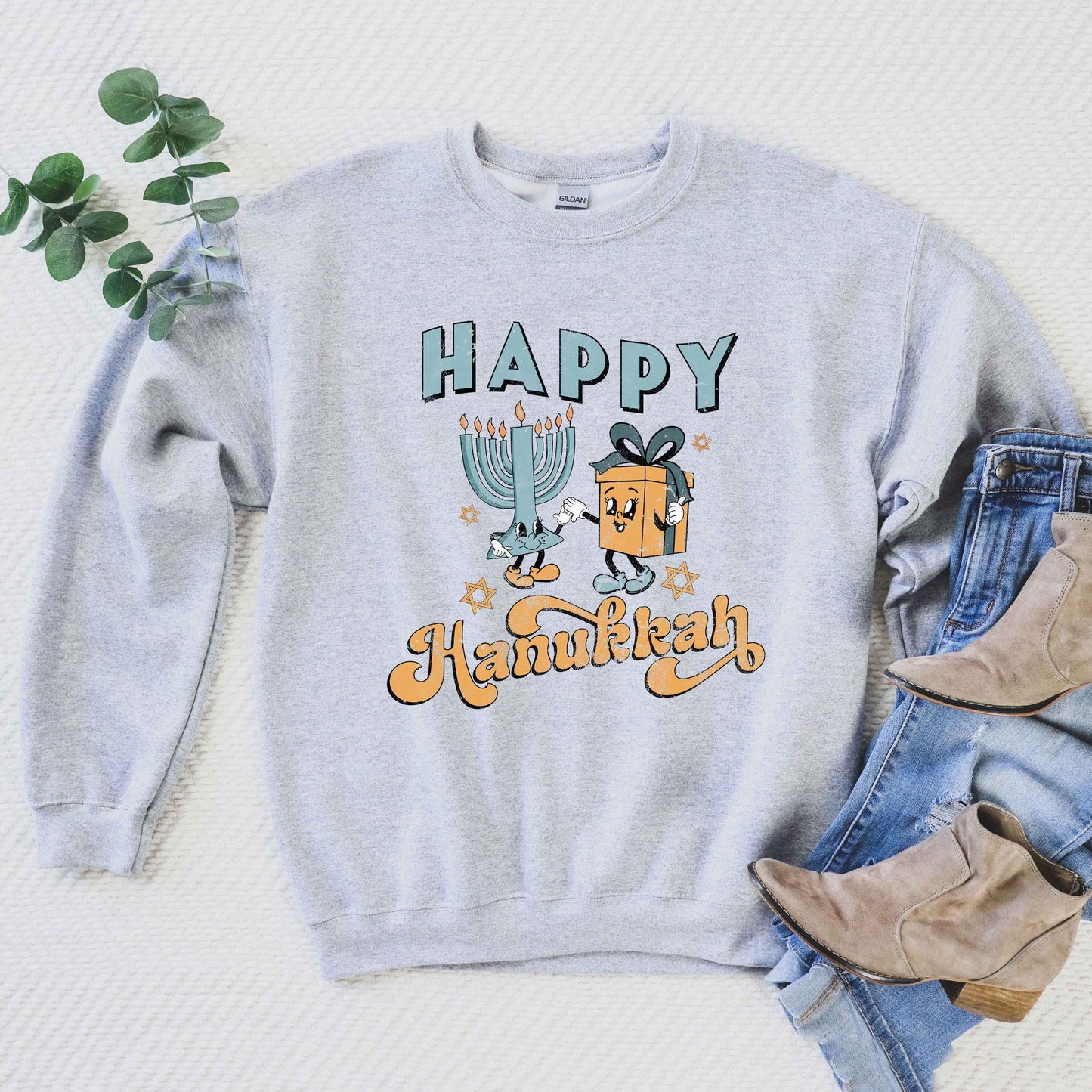 Happy Hanukkah Distressed | Sweatshirt