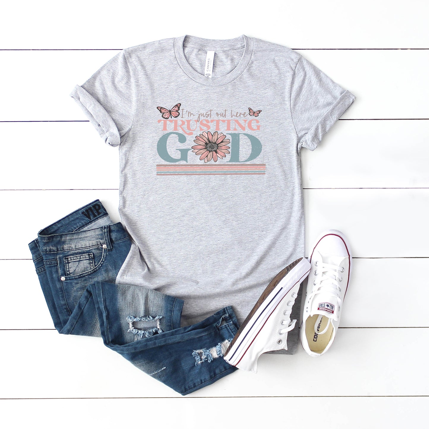 Trusting God Flowers | Short Sleeve Crew Neck