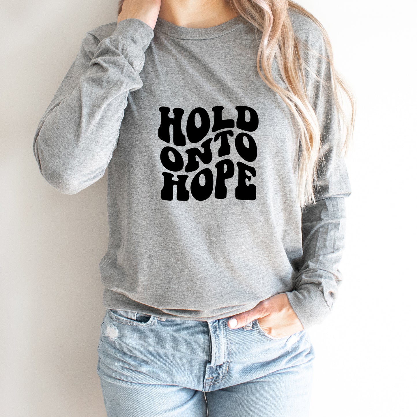 Hold On To Hope Wavy | Long Sleeve Crew Neck