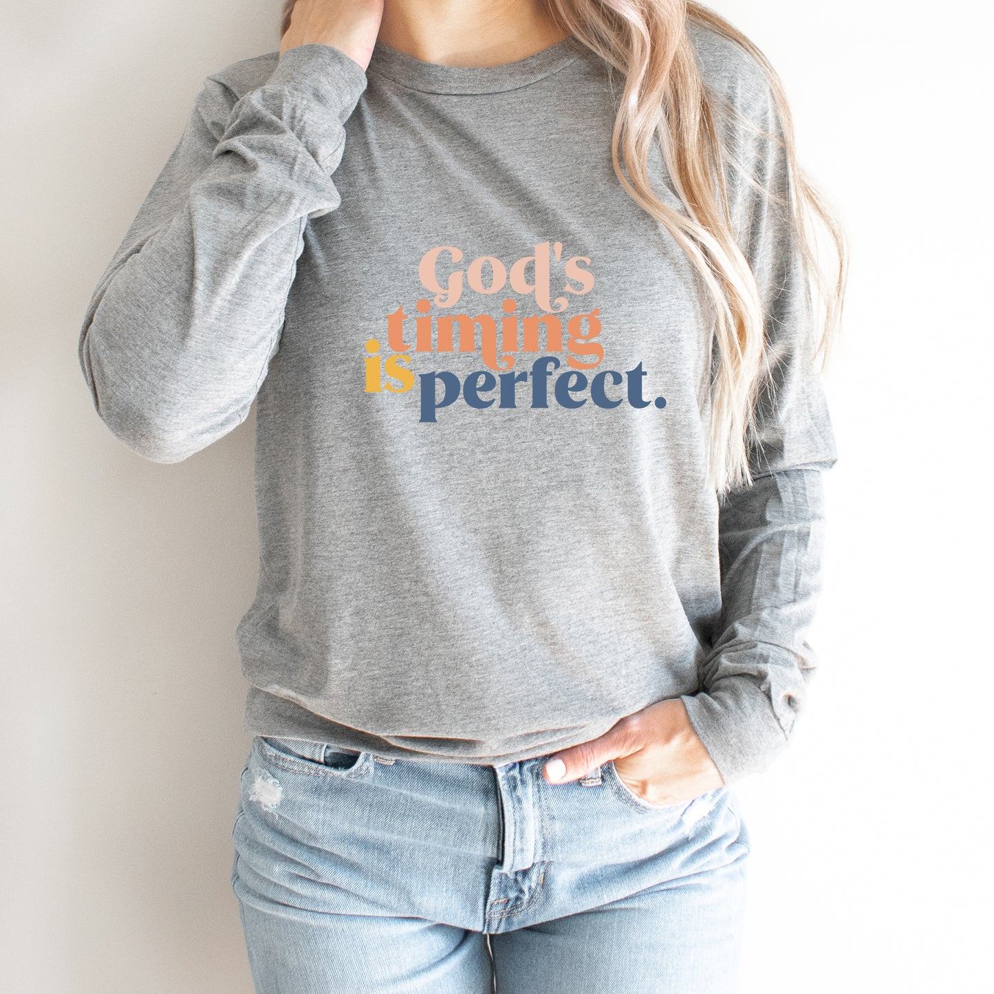 God's Timing Is Perfect Colorful | Long Sleeve Crew Neck
