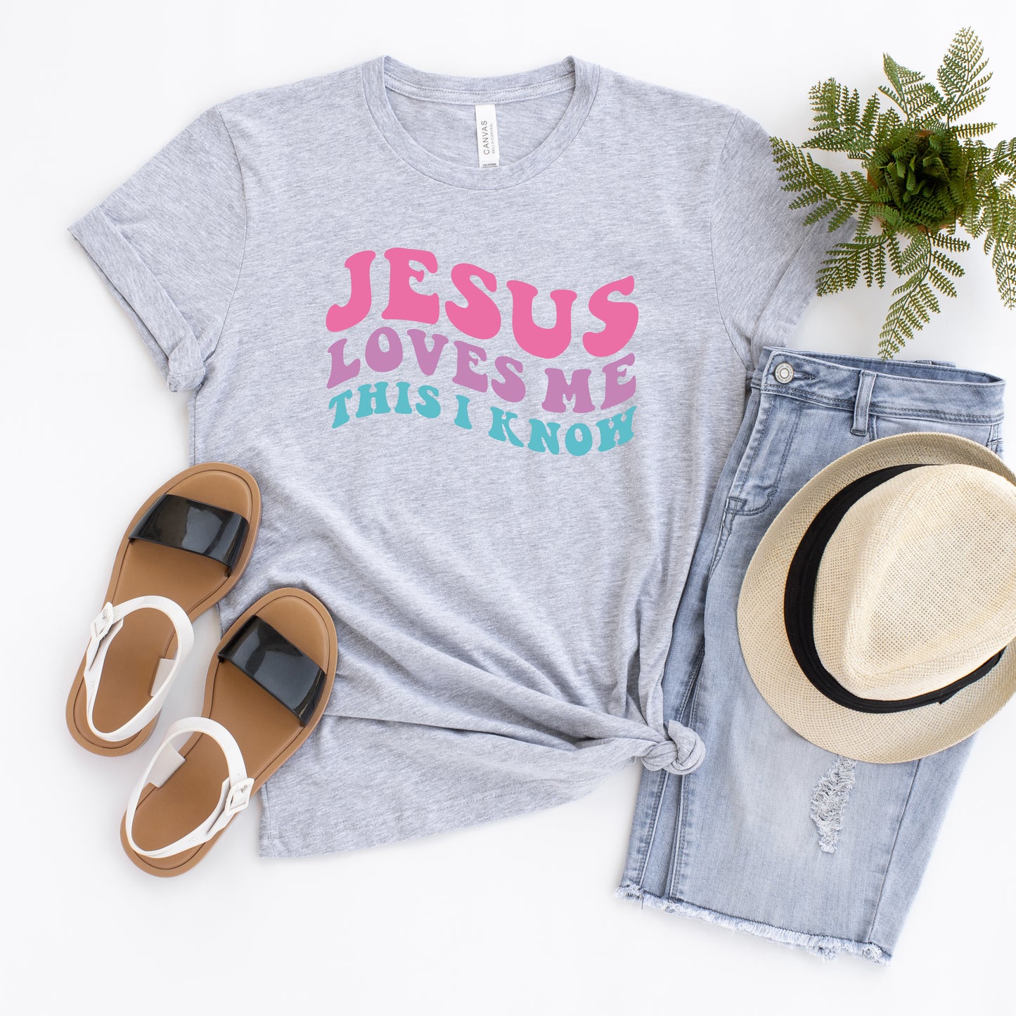 Jesus Loves Me This I Know Wavy | Short Sleeve Crew Neck