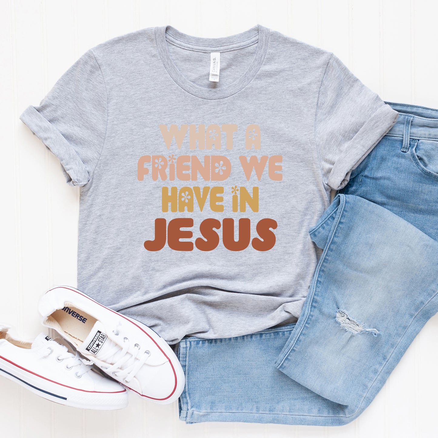 What A Friend We Have In Jesus Flowers | Short Sleeve Crew Neck