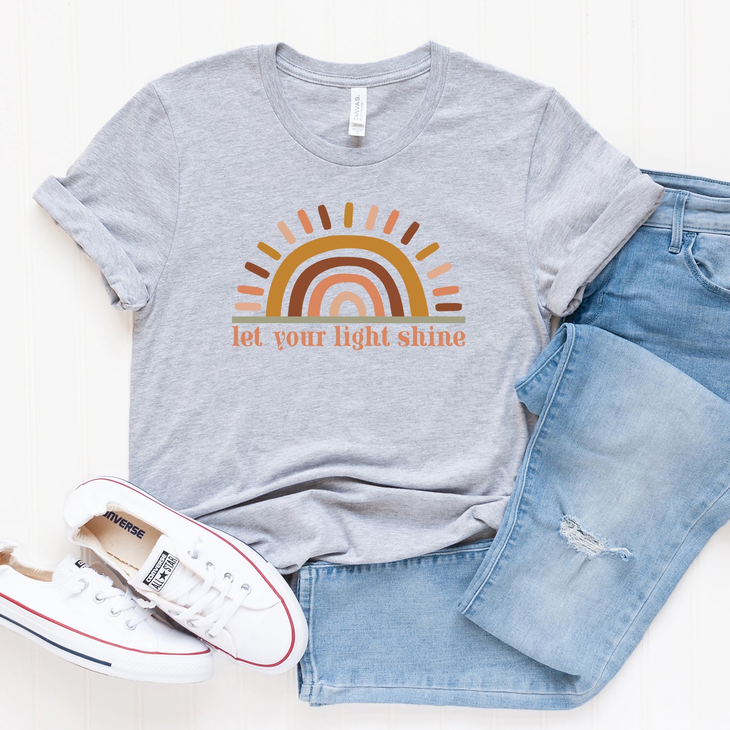 Let Your Light Shine Colorful Sun | Short Sleeve Crew Neck
