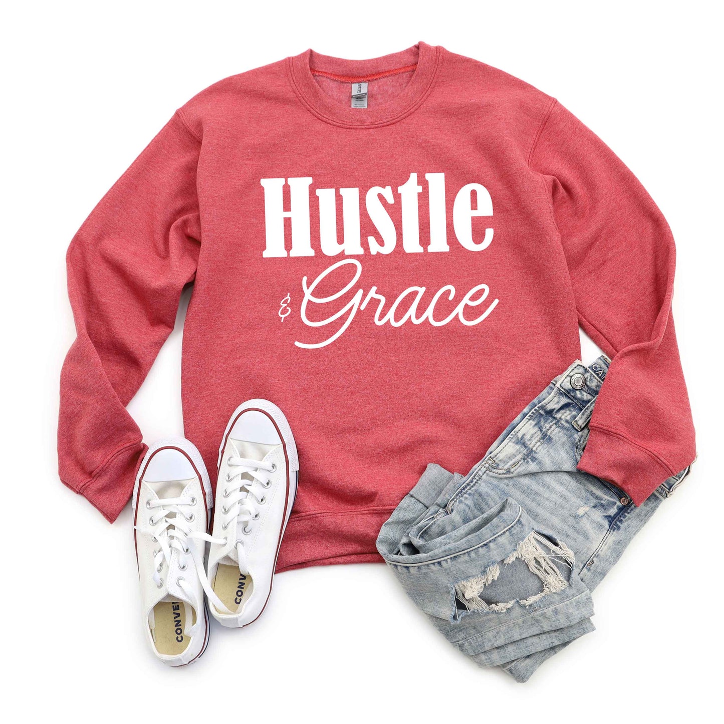 Hustle And Grace Cursive | Sweatshirt