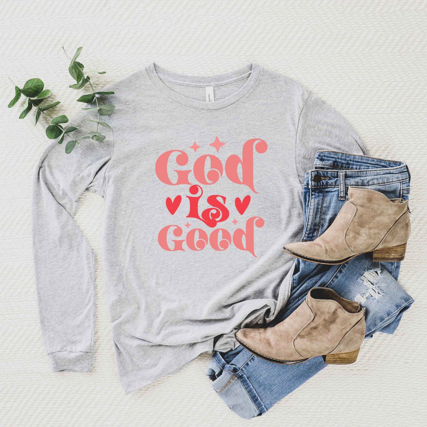 God Is Good Hearts | Long Sleeve Crew Neck